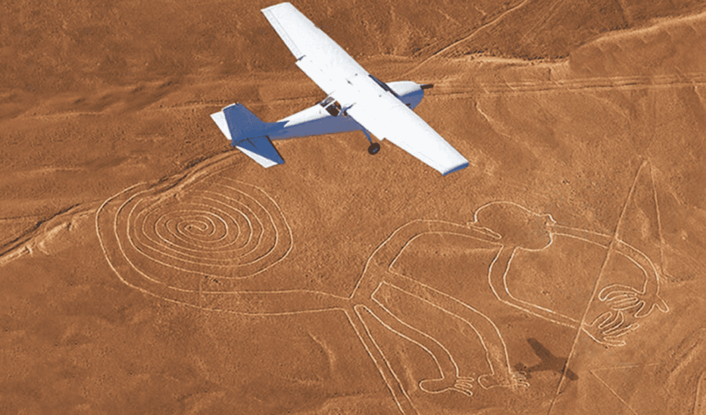 Aerial view of Nazca Lines – monkey figure